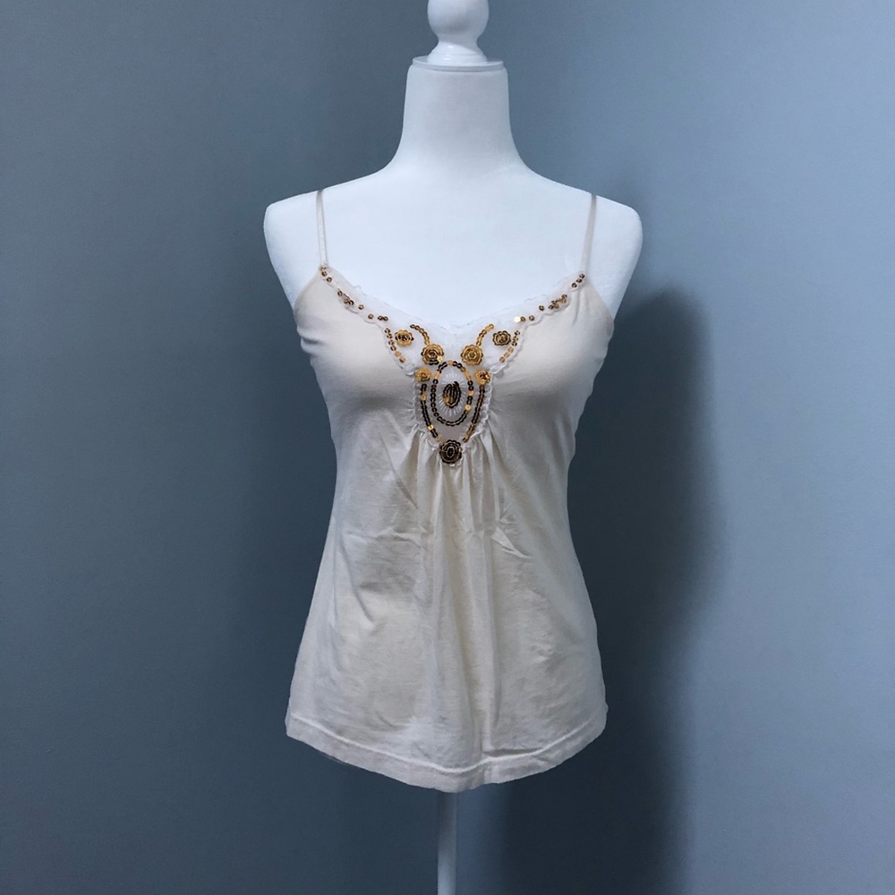 Vintage Sequin Gold and Cream Camisole